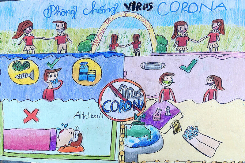 WASSers hưởng ứng vẽ tranh tuyên truyền về phòng chống dịch bệnh Covid 19 -  Hệ thống Trường Tây Úc