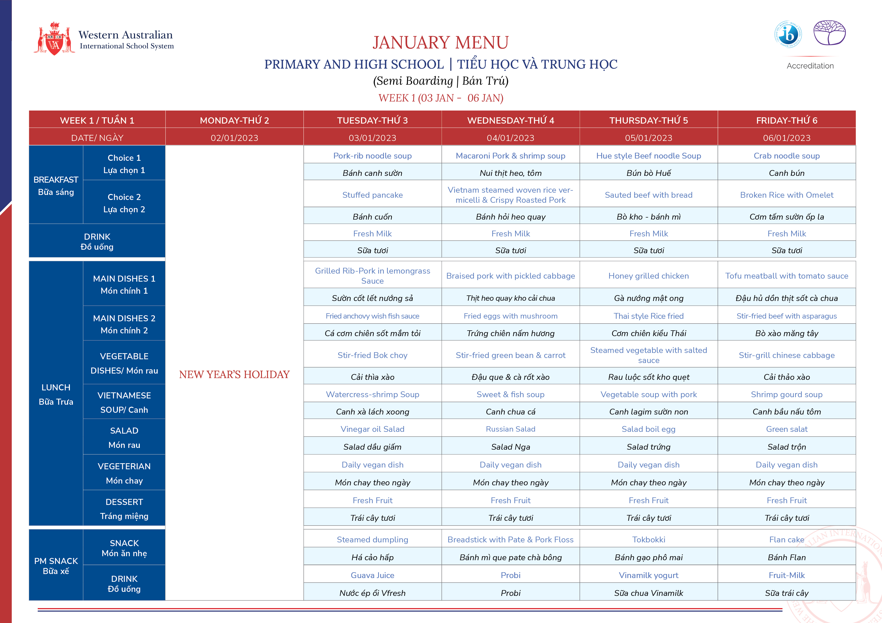 Menu Week 1 Menu Week 1